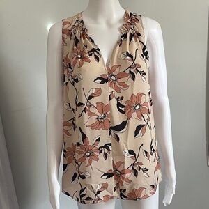 Ann Taylor Floral Blouse - Cream and Black